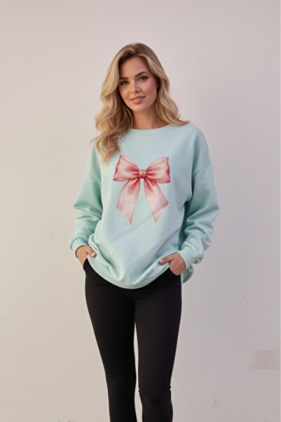 KOZİA OUTDOORS Γυναικείο φούτερ oversize με λαιμόκοψη ποδηλάτου και σχέδιο φι...