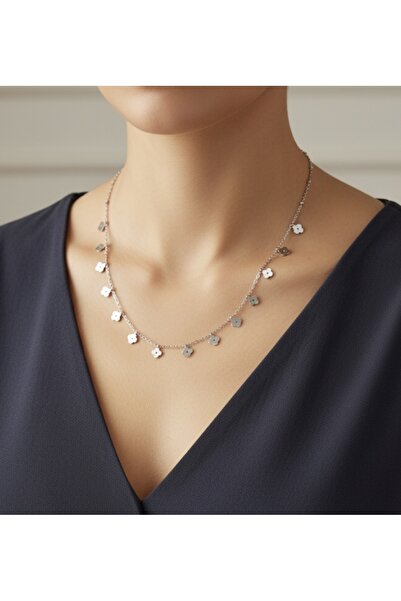 TuceT Collection Yonca Şans Model Sallantılı Kadın Çelik Kolye