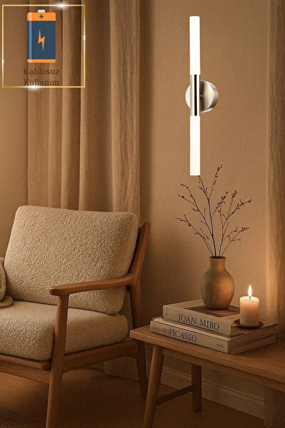 lüx aydınlatma Umut Modern Ledli Krom Pilli Aplik