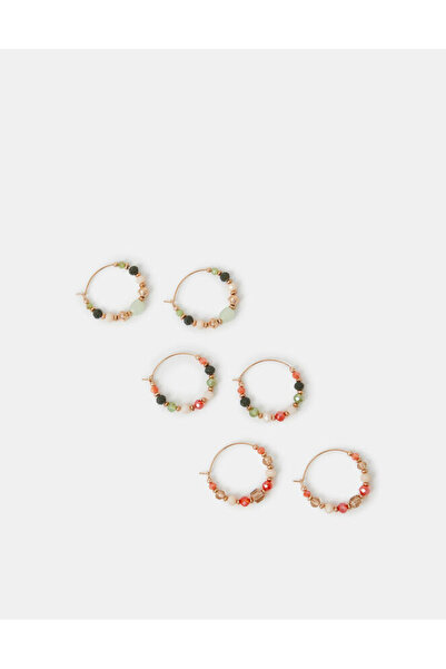 Accessorize Boncuklu Halka Küpe Set X 3