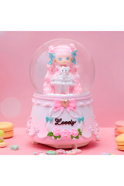 Livava Tavşanlı Kız Büyük Boy Kar Küresi Işıklı, Müzikli, Püskürtmeli, Pembe,...