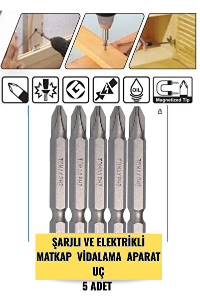 KL HOME 5 ADET - Ph2 Boy= 50 Mm BİTS UÇ- ŞARJLI ELEKTRİKLİ MATKAP VİDALAMA AP...