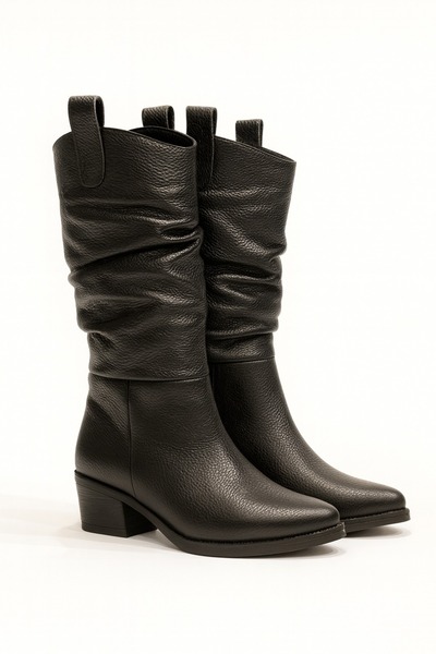 Giydim Gidiyor Battu Hakiki Deri Çizme Siyah