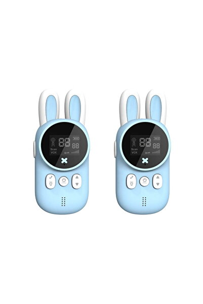 VALA Set of 2 walkie-talkies for children, antenna and flashlight, range 3 km, LCD display, blue