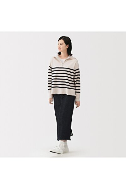 Muji Washable Milano Ribbed Half Zip Sweater