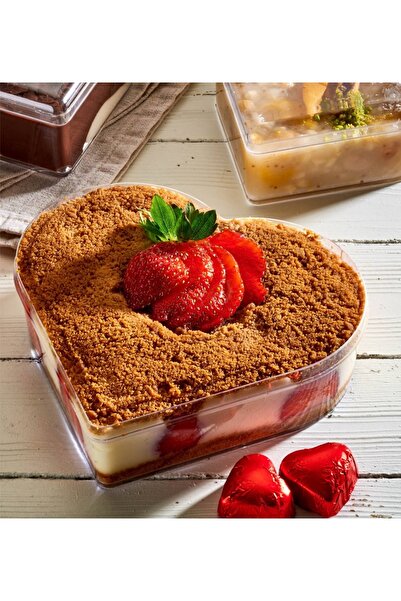 shop 10 adet 300cc Mika Sert Plastik Kalp Kutu Kapaklı Tatlı çikolata sunum k...