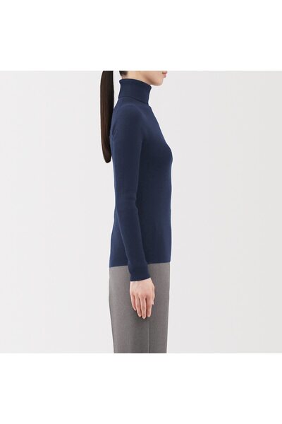 Muji Washable High-Gauge Ribbed Turtle Neck Sweater