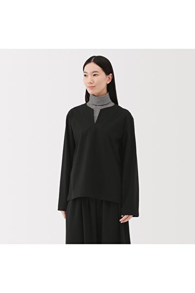 Muji Stretch Brushed Pullover Long Sleeve Blouse