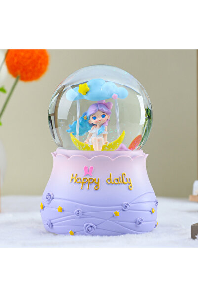 Livava Salıncak Büyük Boy Kar Küresi Işıklı, Müzikli, Püskürtmeli, Mor, 16X12