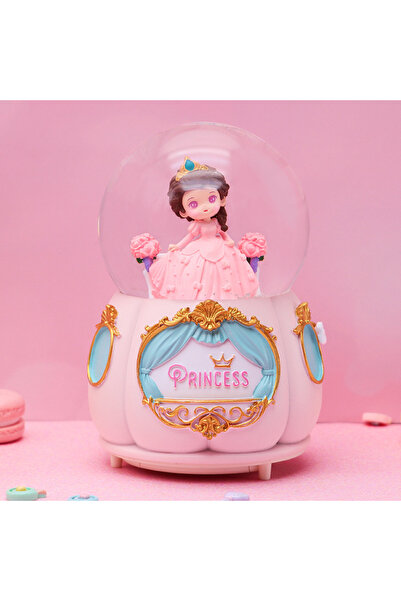Livava Prenses Büyük Boy Kar Küresi Işıklı, Müzikli, Püskürtmeli, Pembe, 16X12