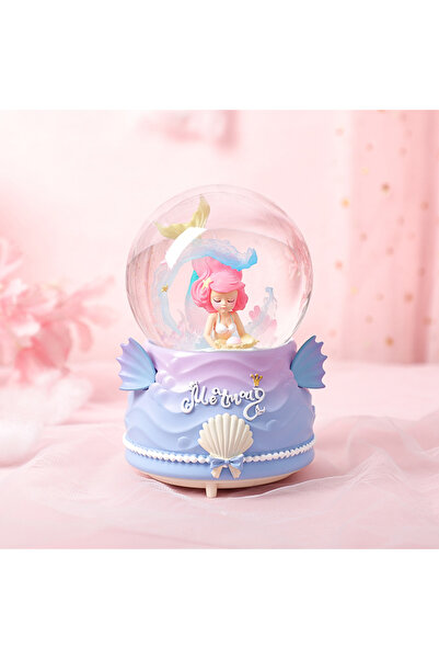 Livava Deniz Kızı Orta Boy Kar Küresi Işıklı, Müzikli, Pembe, 12x8