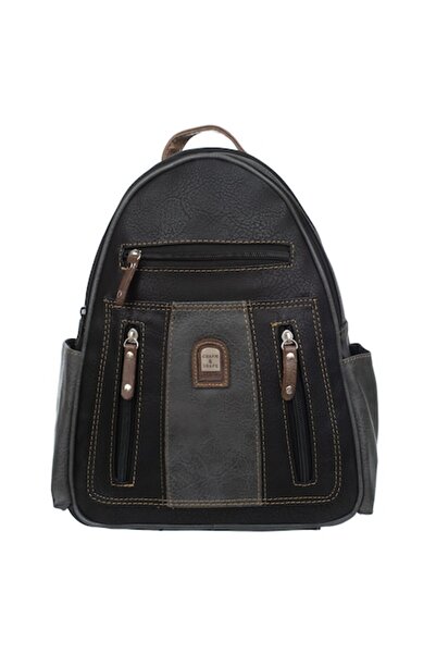 OEM Rucsac de damă, Charm & Shape, piele, negru/gri