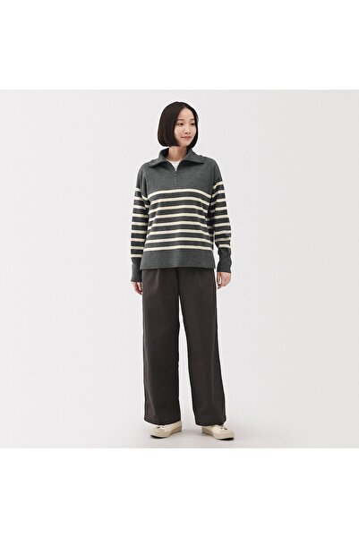 Muji Washable Milano Ribbed Half Zip Sweater