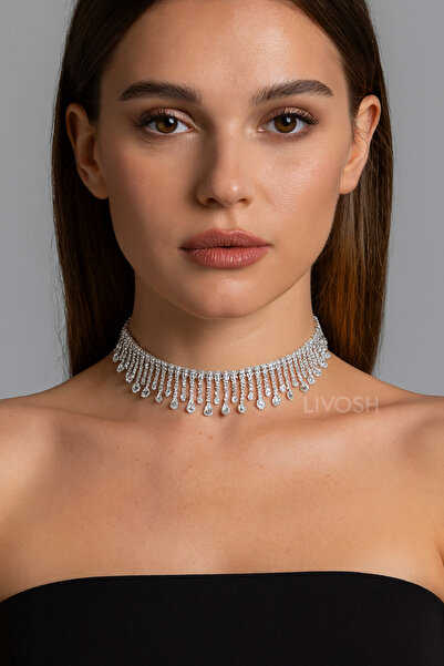 LIVOSH قلادة شوكر من الكريستال المتدلي