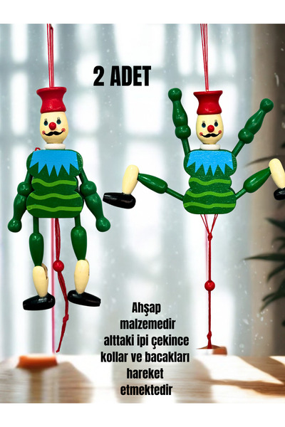 Home 2 ADET Nostaljik Ahşap Kurşun Asker ,Eğitici Hareketli Kukla,Koleksiyonl...