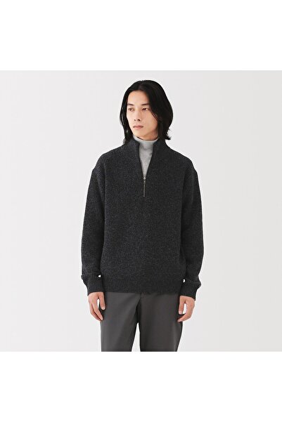 Muji Mid-Gauge Wool Half Zip Sweater