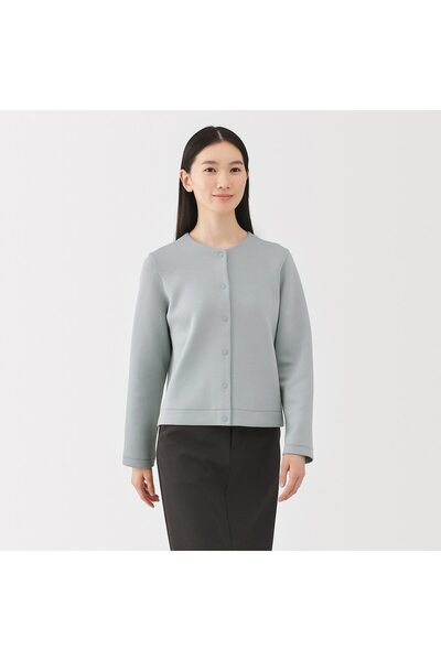 Muji Double Knitted Crew Neck Sweat Cardigan