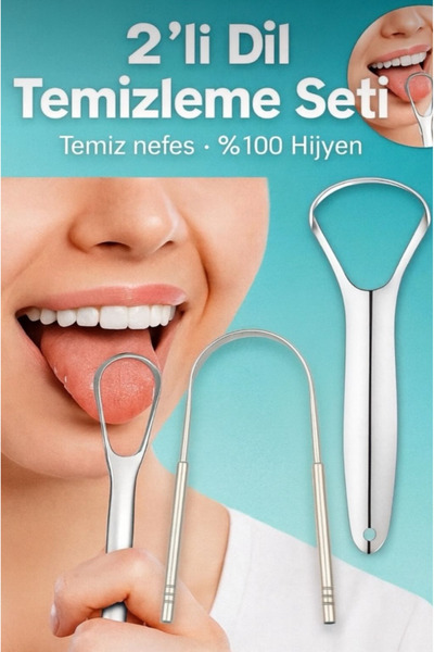 AYGÖREN HOME 2 Parça Paslanmaz Çelik Dil Temizleyici ve Dil Sıyırıcı Ağız Bak...