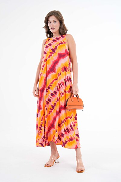 Saade Pudra Bisiklet Yaka Cepli Salopet Form Elbise