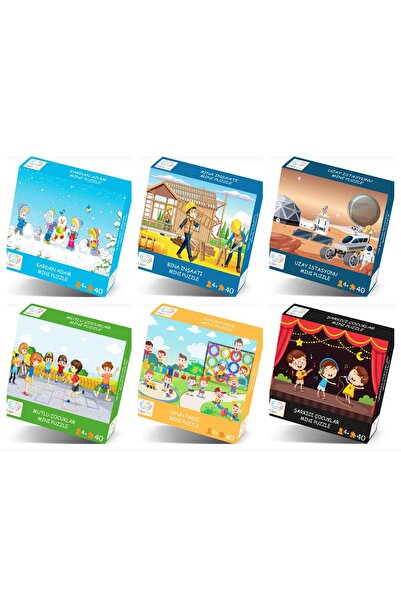 Çılgın Zeka 6’lı Puuzle Seti 3-7 Yaş Puzzle Set 40 Parça Mini Puzzle