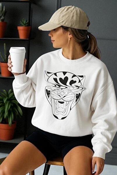 ArtYus Tricou unisex cu mânecă lungă Tiger Transfer cu imprimeu guler rotund ...