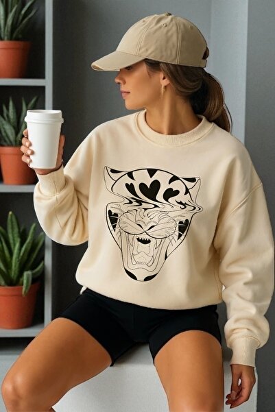 ArtYus Tricou unisex cu mânecă lungă Tiger Transfer cu imprimeu guler rotund ...