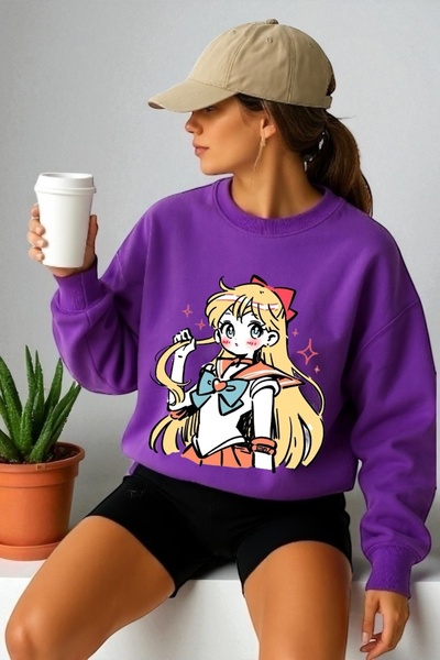 ArtYus Tricou unisex cu mânecă lungă Moon Warrior Transfer cu imprimeu guler ...