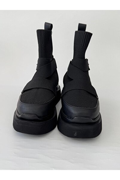 selinnce BOREAL kadın siyah yüksek taban kemerli bot