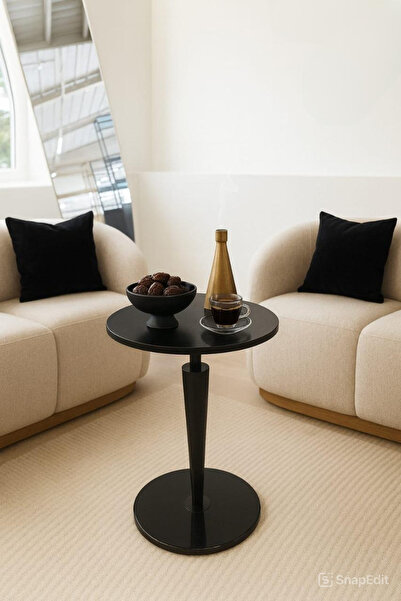 private house Modern coffee table, black stainless steel, black wood top, marble base