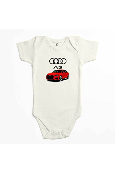 CrowsGate بدلة أطفال من نوع Audi A3 Text Logo Ekru Color