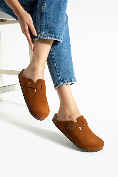 Mycorni Unisex Genuine Suede Leather Closed Sabo – Anatomical Cork Sole Arch Support Slippers