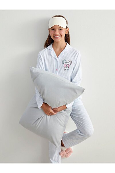 LC Waikiki Peak Yeni Sezon Gömlek Yaka Kız Çocuk Pijama Takımı