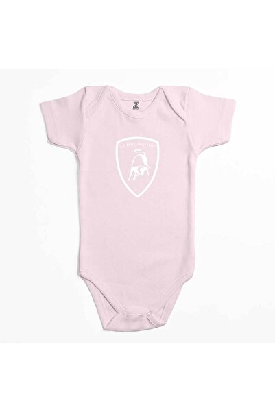 CrowsGate Lamborghini Logo White Pink Color Baby Bodysuit