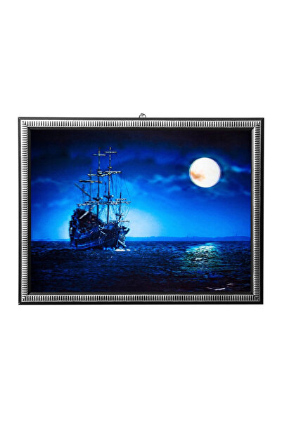 İZMİR ASKERİ MALZEME 5d recine elmas boyama 180° hareketli dolunay gemi yakamoz cerceveli tablo resim