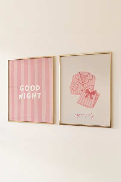 Posteria Σετ 2 ζωγραφικών τέχνης για παιδικό δωμάτιο Good Night Pink, Διακόσμ...