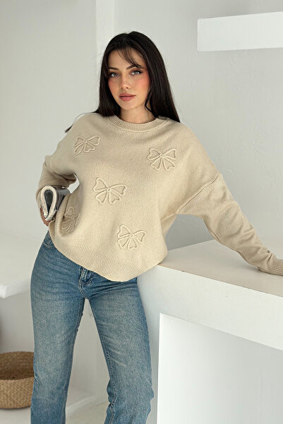 Noa Noa Women's Butterfly Embroidered Knitted Sweater – Naive & Decorative Style