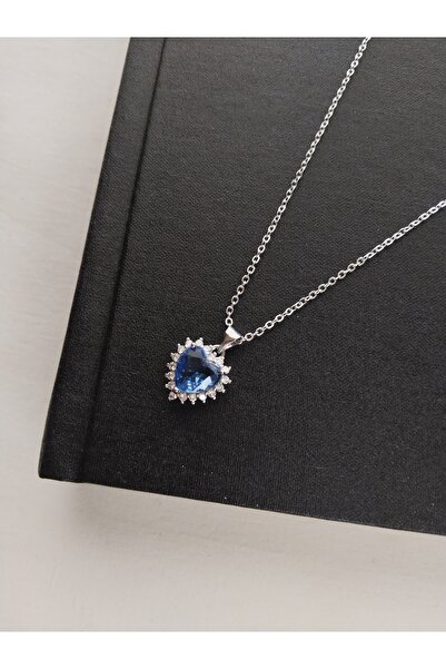 SOFT Çelik Mavi Kalp Kolye (GÜMÜŞ)