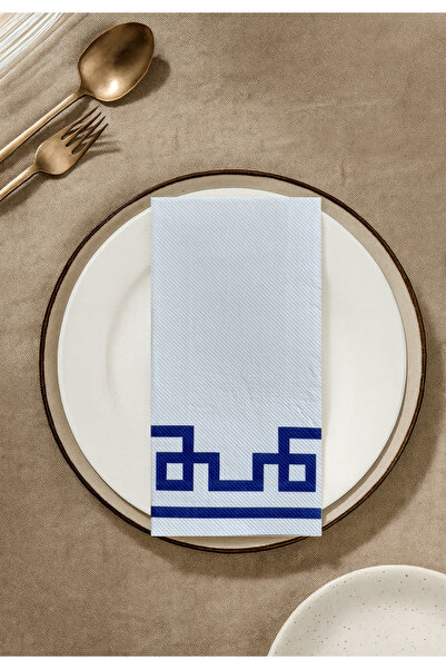 pelure store Luva Mavi Desenli 50'lı Kutusuz Kağıt Airsoft Peçete