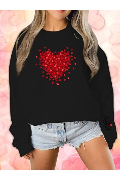 SVART WEAR Sweatshirt oversize cu gât crew, imprimat, cu trei fire, cu textur...