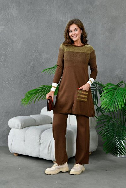 LÜKSERA Sim Detaylı Triko Kadın Mevsimlik Tunik kazak