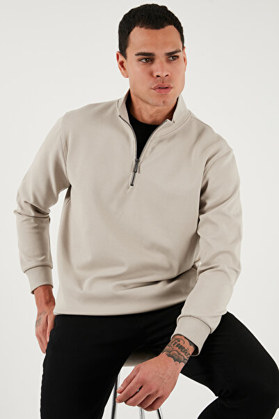 Buratti Ανδρικό φούτερ από βαμβακερό ύφασμα με μισό φερμουάρ και όρθιο γιακά SWEAT 5905470