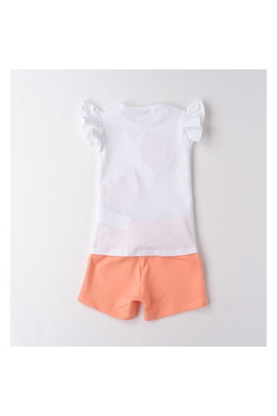Sarabanda - Set of T-shirt and Shorts with Tulle Application, White, Orange, Size 110 CM