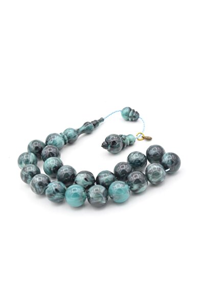 Murty99 Vefa Master Signed Sphere Cut Gray Blue Crimped Amber Efe Mascot Prayer Beads