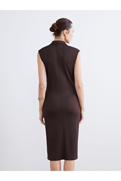 LC Waikiki Brown Bodycon Shirt Dress