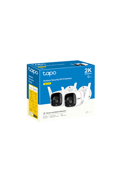 TP-LINK Pack of 2 Wi-Fi IP Cameras, 2K, Bidirectional Audio, IR 30M - Tapo TapoC310P2
