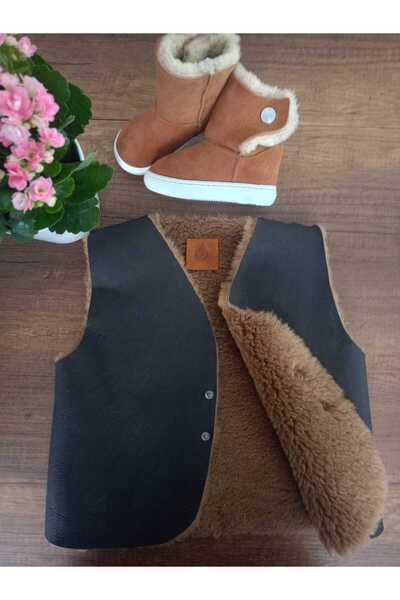 Ateş Genuine Shearling Leather Double Sided Kids Vest