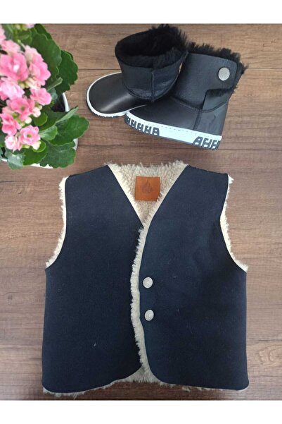 Ateş Genuine Shearling Leather Double Sided Kids Vest