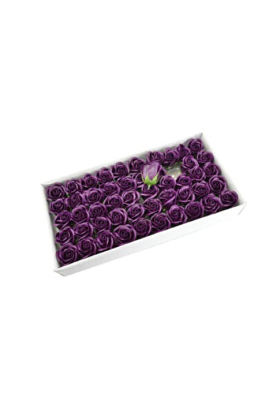 velve Cutie cu 50 trandafiri din sapun, mov inchis, mov foarte inchis