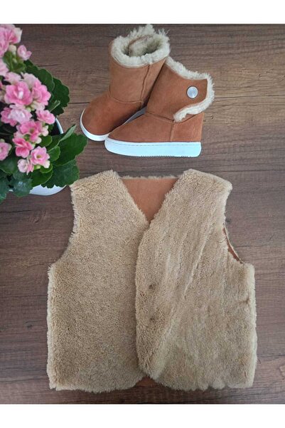 Ateş Genuine Shearling Leather Double Sided Kids Vest