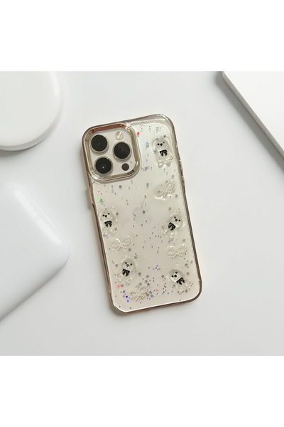 HYPERSOFT Iphone 13 (6.1 inç) Uyumlu Simli Kabartma Figürlü Parlak Epoksi Lux...